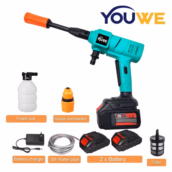 Lavadora de alta presión eléctrica inalámbrica pistola de pulverización de lavado automático recargable